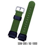 COBRA Casio Sgw300 / Casio Ae1000 Saat Uyumlu Haki Renk Kumaş Tekstil Saat Kordonu Kayışı