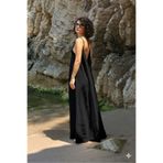 COCCARA LILLY BLACK SIRTI AÇIK DERIN V - SYAH AYARLANABILIR ASKILI UZUN OVERSIZE MODAL ELBISE