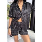Coccolarsi Colori Del Mondo Saten Kısa Pijama Takımı CDM2258 - Açık Gri - XL