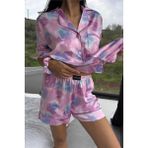 Coccolarsi Colori Del Mondo Saten Kısa Pijama Takımı CDM2261 - Açık Lila - XL