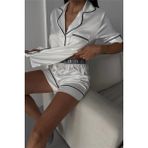 Coccolarsi Silenzio Della Notte Beyaz Saten Kısa Lastik Bel Pijama Takımı