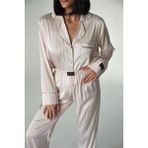 Coccolarsi Sogni Lineari Saten Uzun Pijama Takımı LDK02 - Pembe - XL