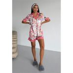 Coccolarsi Viaggio Creativo Saten Kısa Pijama Takımı VCN2312 - Kırmızı