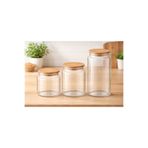 COCEM 500 800 1300 ml Bambu Kapaklı Cam Kavanoz 3’lü Set Hava Geçirmez Saklama Kabı