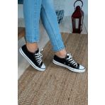 Cochines Kadın Siyah Beyaz Kısa Günlük Keten Spor Ayakkabı Sneaker