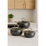 Cocinero 3554 6 Parça Granit Mini Küre Antrasit Tencere Seti