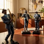 Cocles Jazz Müzisyen Biblo Seti 3’lü, Saksafon Klarnet Piyano Figür Ev Ofis Dekor Hediye Obje Lüks