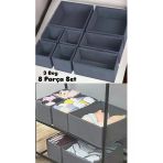 Coco 8 'Li Set Çekmece Içi Düzenleyici Organizer Set Antrasit - Çorap Sütyen Şal Kumaş Kutu