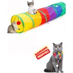 Coco Pet Kedi Tüneli Düz Katlanabilir Kedi Renkli Kedi Tüneli Rainbow Kedi Oyuncağı 120 cm