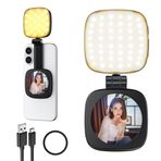 Cocobeen Telefon için Manyetik Selfie Işığı: iPhone ve Android için Uyumlu Aynalı 5 Led Modu - Fotoğraf/Video Kaydı/Konferans/Vlog/Makyaj için Şarj Edilebilir Taşınabilir Dolgu Işığı (Siyah)