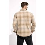 Cococan8 Erkek Oduncu Gömlek Slim Fit Uzun Kol Bej Ekose Desen Yumuşak Dokulu - Bej Ekose - XL