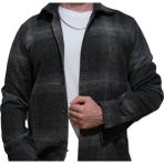 Cococan8 Erkek Oduncu Gömlek Slim Fit Uzun Koll Ekose Desen Gri Akrilik Kumaş Yumuşak Dokulu - Çok Renkli