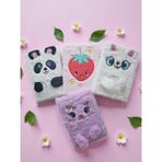 Cocoloco Home Peluş Tüylü Hayvan ve Çilek Desenli Çizgili Defter 1 Adet - Panda