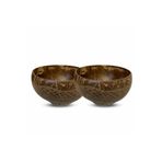 Coconut Products 2'li Set Jumbo Carved Design Hindistan Cevizi Kase - Coconut Bowl - Yulaf Kasesi
