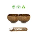 Coconut Products 2'li Set Jumbo Carved Design Hindistan Cevizi Kase - Coconut Kase - Yulaf Kasesi