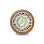 Coconut Products Colourful Design Sedef Kaplama Yuvarlak Rattan Tepsi