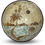 Coconut Products Sedef Kaplama Manzara Desenli Hindistan Cevizi Kase & Hasır Kase Altlığı - Coconut Kase - Çerezlik