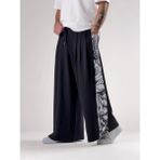Cocopelli Desenli Siyah Oversize Erkek Samurai Pantolon COC2771 Premium Double Face Kumaş - 2XL