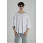 Cocopelli Erkek Fakir Kol Beyaz Oversize Viskon Tişört COC2269 - XL