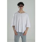 Cocopelli Erkek Fakir Kol Beyaz Oversize Viskon Tişört COC2269