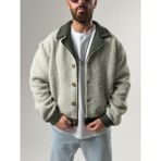 Cocopelli Erkek Kaşe Detaylı Yeşil Peluş Hırka COC2587 - S