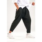 Cocopelli Siyah Pileli Yarım Şalvar COC2096 Erkek Cepli Rahat Kullanım Pamuk - Polyester - Elastan - XS