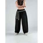 COCOPELLI Tasarım Keten Siyah Baggy Pantolon COC2964