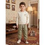Cocosiss 21131 Erkek Çocuk Ikili Krem Yeşil Pantolon Uzun Kollu Polo Yaka Takim - 4-5 Y - 02-Haki