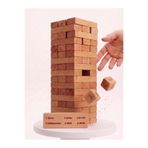 COCOTA TOYS Wooden Fun Eğitici İngilizce Kelime Oyunu - 54 Parça Doğal Ahşap Jenga ve Sayı Küpü Seti