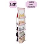 CocoVia ( 2 ADET ) 10 Gözlü Çanta Askılığı Dolap İçi Düzenleyici Organizer Askılı Çanta Düzenleyici