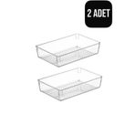 CocoVia (2 ADET ) Modüler Çekmece Masa Dolap Düzenleyici Çok Amaçlı Organizer Akrilik|Şeffaf ( 22,5 X 15 Cm)