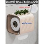 Cocovia Dekoratif Kendinden Yapışkan Askılı Tuvalet Kağıdı Askılığı - Wc Kağıt Asacağı ve Rafı - Bej