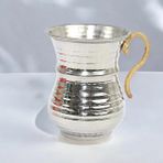 Cocovia Gümüş Renk El Dövmesi Kulplu Ayran Su Meşrubat Bardağı 9.5 cm 1 Parça Gümüş Malzeme
