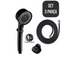 CocoVia Lüx Turbo Duş Seti | 5 Fonksiyonlu Pervaneli Duş Başlığı + Mafsal +1.Kalite PVC Hortum