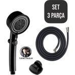 Cocovia Lüx Turbo Duş Seti | 5 Fonksiyonlu Pervaneli Duş Başlığı + Mafsal +Yüksek Kalite Pvc Hortum