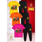 Çocuk Alvın 3lu Sıncap Ayakta Baskılı 3lü Tişort Eşofman Takımı - 13 - 14 Yaş - Pembe - Sarı - Turkuaz