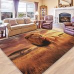 Çocuk Aslan Halısı - Afrika Safari Hayvan Halısı - Kaymaz 3D Yaban Hayatı Alanı Halısı, Yatak Odası Dekoru için Yıkanabilir Düşük Havlı Halı, Büyük 180 x 240 cm