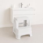 Çocuk Basamak Taburesi 2 Katlı Kaydırmaz, Bebek Tuvalet Eğitimi ve Banyo Lavabo Basamağı, Çocuklar İçin Plastik Pratik Yükseltici Tabure (beyaz)