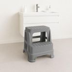 Çocuk Basamak Taburesi 2 Katlı Kaydırmaz, Bebek Tuvalet Eğitimi ve Banyo Lavabo Basamağı, Çocuklar İçin Plastik Pratik Yükseltici Tabure (gri)