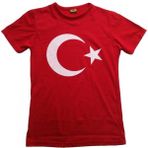 Çocuk Bayrak Tişört Ay Yıldızlı Tişört Pamuklu 8-9 Yaş - Kırmızı - Standart