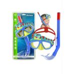 Çocuk Deniz Havuz Yüzücü Dalış Gözlüğü Şnorkel Set 3+ Yaş Su Sızdırmaz Uv Korumalı Geniş Görüş Açılı Figürlü - Mavi