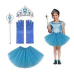 Çocuk Elsa Kostümü Elsa Eteği Eldiveni Tacı ve Asası 4 lü Set (4172)