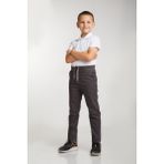 Çocuk Esnek Canvas Okul Pantolonu Ribana Bel Lastikli - Füme - 10 Yaş