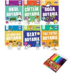 Çocuk Gelişimi Yayınları - Türkçe İngilizce Boyama Seti (12 Renk Keçeli Boya Kalemi Hediyeli)