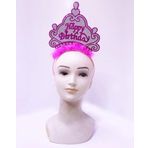 Çocuk Happy Birthday Neon Pembe Renk Doğum Günü Tacı 24x15 cm