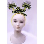 Çocuk Happy Birthday Püsküllü Neon Sarı Renk Doğum Günü Tacı 22x19 cm