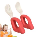 Çocuk Kaşık Ve Çatal Seti, Küçük Çocuk Çatal Bıçak Takımı - 1-2 Yaş Arası Çocuklar İçin Pürüzsüz Silikon Yemek Seti,Çocuklar İçin Kendi Kendini Besleyen Sütten Kesme Çatal Bıçak Takımı, Smileshiney