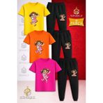 Çocuk Kız Oyuncak Kolda Baskılı 3lü Tişort Eşofman Takımı - 11 - 12 Yaş - Pembe - Sarı - Turkuaz
