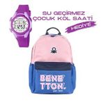 Çocuk Kol Saati Hediyeli Benetton Büyük Kapasiteli Çocuk Okul Çantası B.NT.03844