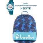 Çocuk Kol Saati Hediyeli Benetton Büyük Kapasiteli Çocuk Okul Çantası BNT.MC.02